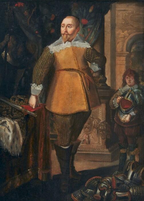 Helfigursporträtt av kung Gustaf II Adolf (1594-1632)