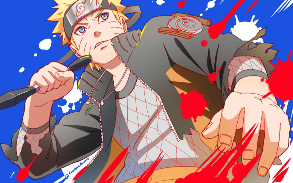 Bilden föreställer Naruto Uzumaki, huvudpersonen i manga- och animeserien Naruto. 