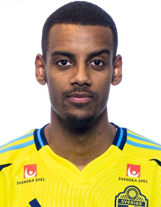 Porträtt av Alexander Isak i sin landslagströja.