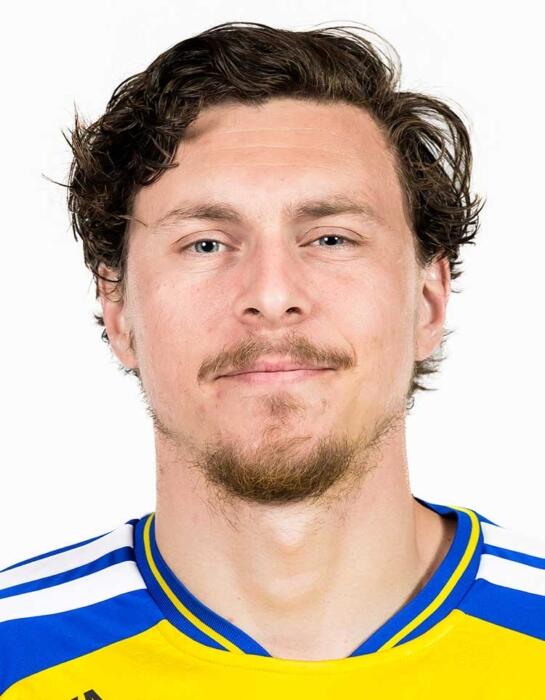 Porträtt av Victor Lidelöf i sin landslagströja.